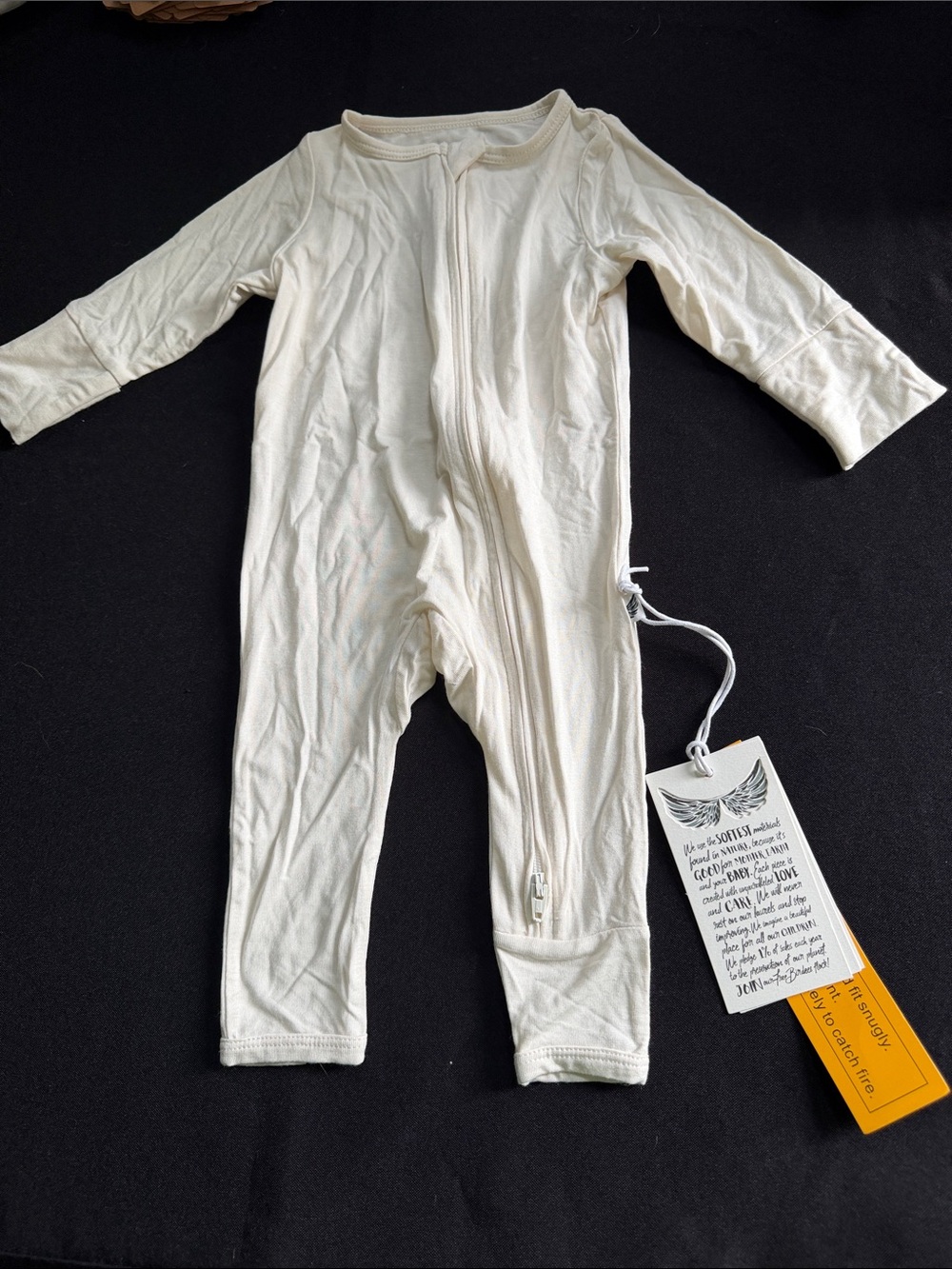 Cream Zip-Front Kids One-Piece Bodysuit